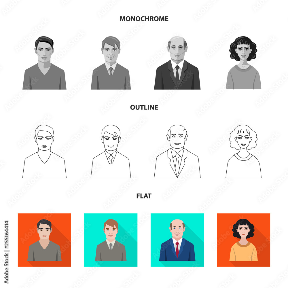 Vector design of hairstyle and profession sign. Collection of hairstyle and character stock vector illustration. Vector design of hairstyle and profession sign. Collection of hairstyle and character stock vector illustration.