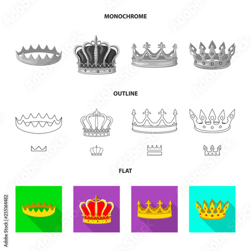 Vector illustration of medieval and nobility sign. Collection of medieval and monarchy stock vector illustration.