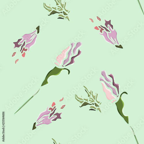 Flowers, spring, watercolor. Seamless pattern. Vector illustration.