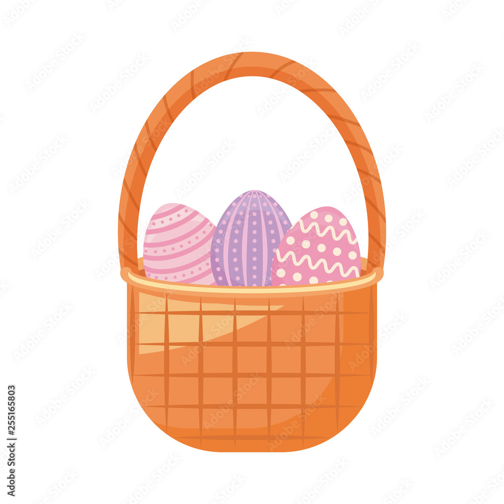 eggs of easter in basket wicker eggs of easter in basket wicker