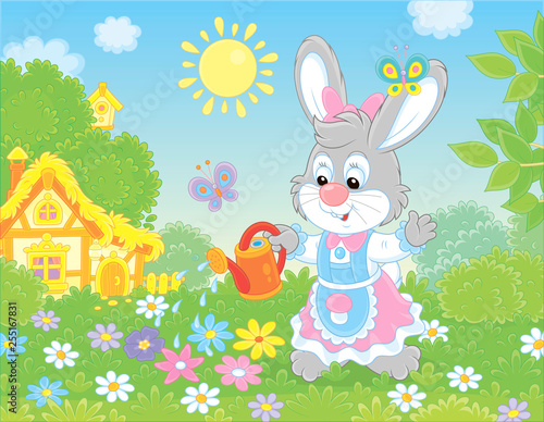 Little cute Bunny watering ...