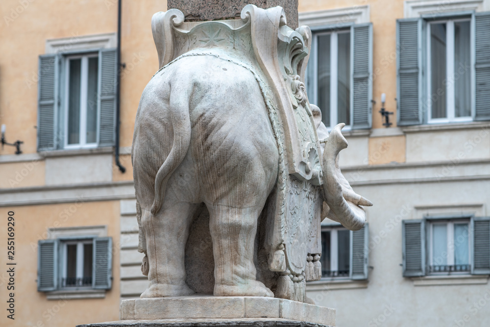 Elephant and Obelisk by Bernini in Piazza della Minerva, Rome, Italy