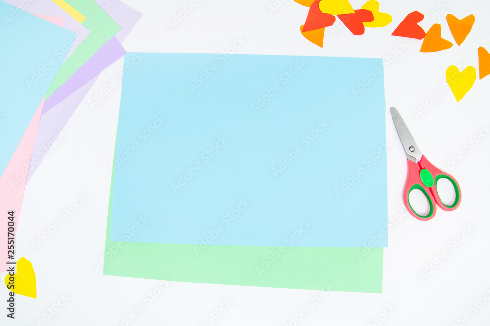 How to make paper bunny for Easter greetings and fun. Children art project. DIY concept. Kids hands makes paper craf. Step by step photo instruction. Step 1. Preparation for making How to make paper bunny for Easter greetings and fun. Children art project. DIY concept. Kids hands makes paper craf. Step by step photo instruction. Step 1. Preparation for making