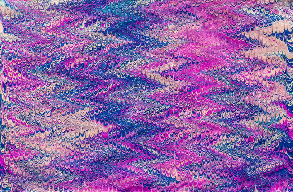 imprint ebru texture on paper blue purple zigzag