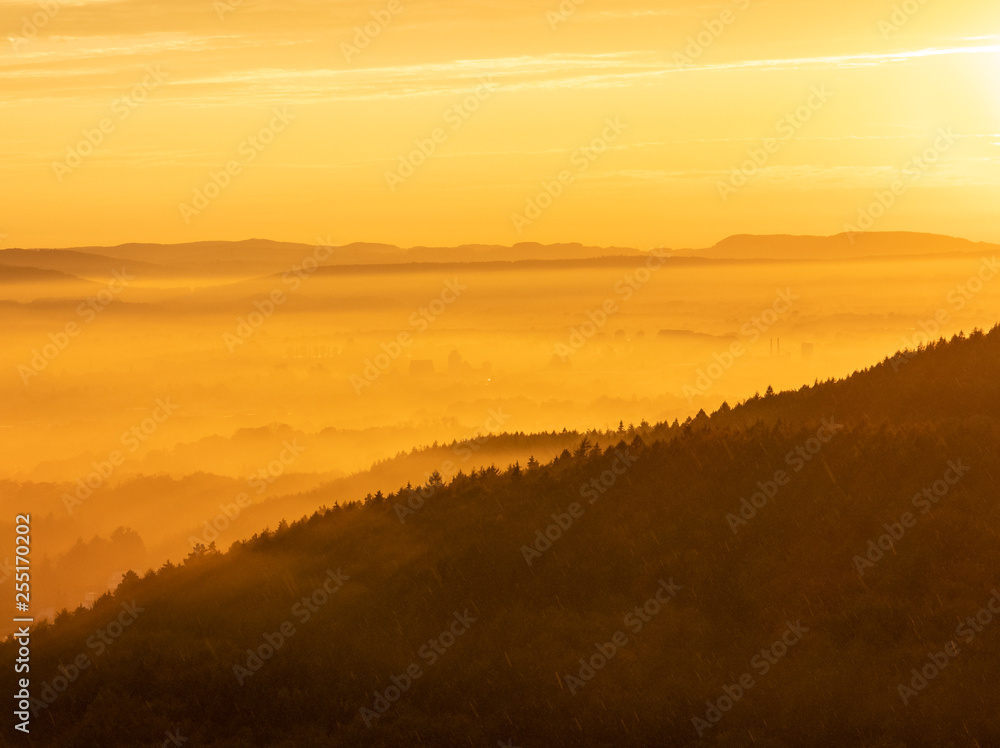 Naklejka premium Sunset over village Steinbergen in Germany