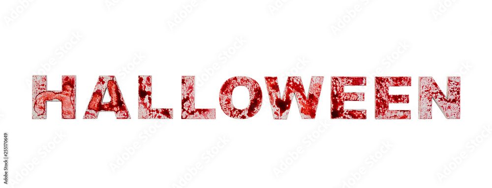 Word halloween splashed with blood isolated on white background Word halloween splashed with blood isolated on white background