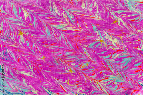 imprint ebru texture on paper purple tails
