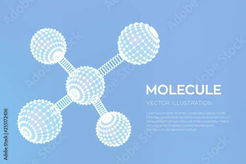 Molecule Structure. Dna, atom, neurons. Molecules and chemical formulas. 3D Scientific molecule background for medicine, science, technology, chemistry, biology. Vector illustration.