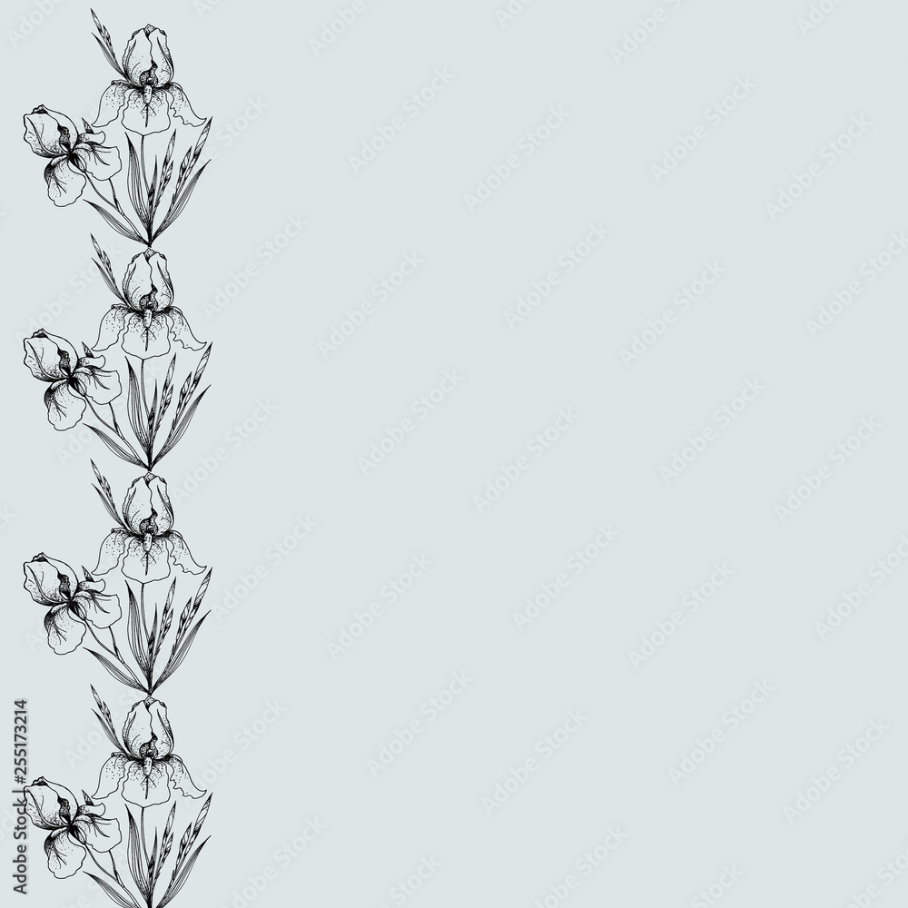 Floral Wallpaper. Iris Flowers. Flower pattern for card. Floral Wallpaper. Iris Flowers. Flower pattern for card.