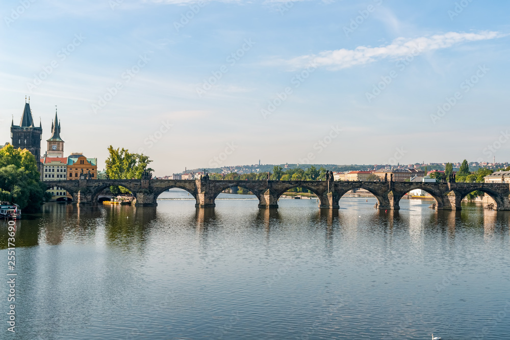 Charles bridge and Vltava river Cityscape - Prague, Czech, Europe