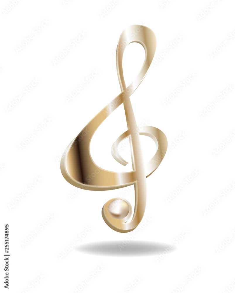 Gold ribbon in the shape of treble clef Gold ribbon in the shape of treble clef