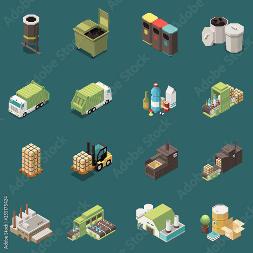 Isolated Garbage Recycling Icon Set