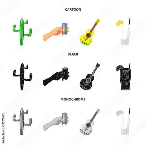 Vector illustration of cafe and Latin symbol. Set of cafe and national stock vector illustration.