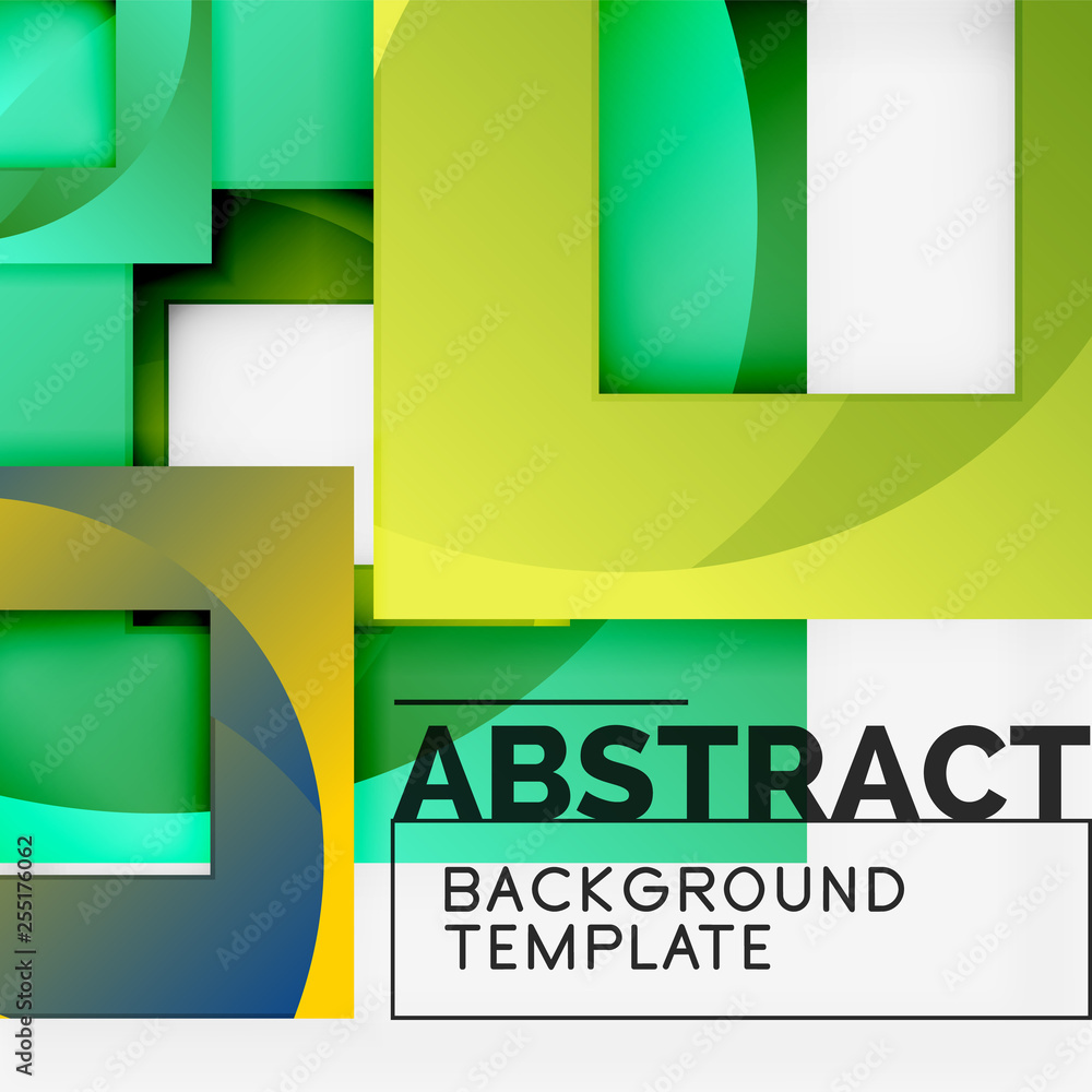 Naklejka premium Color square composition with text. Geometric abstract background