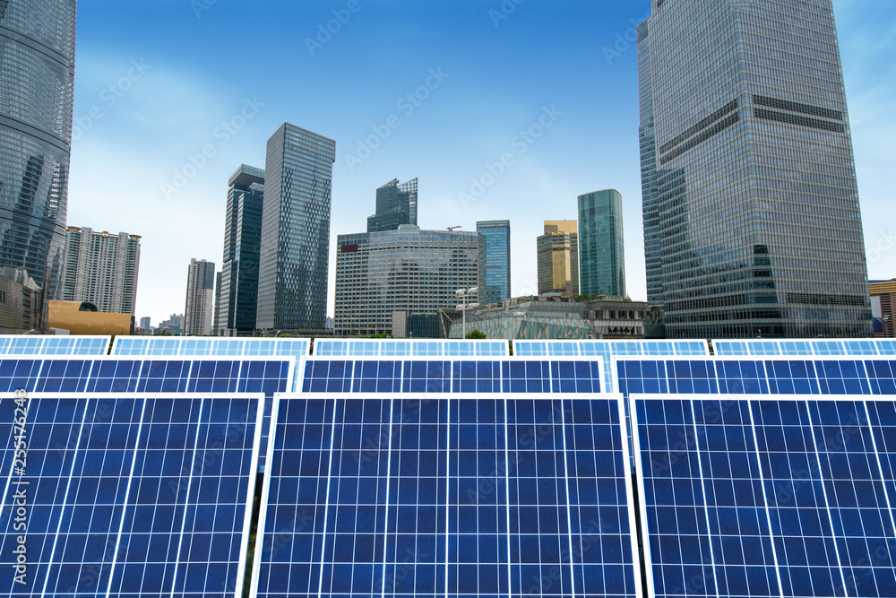 Solar and modern shanghai city skyline Solar and modern shanghai city skyline