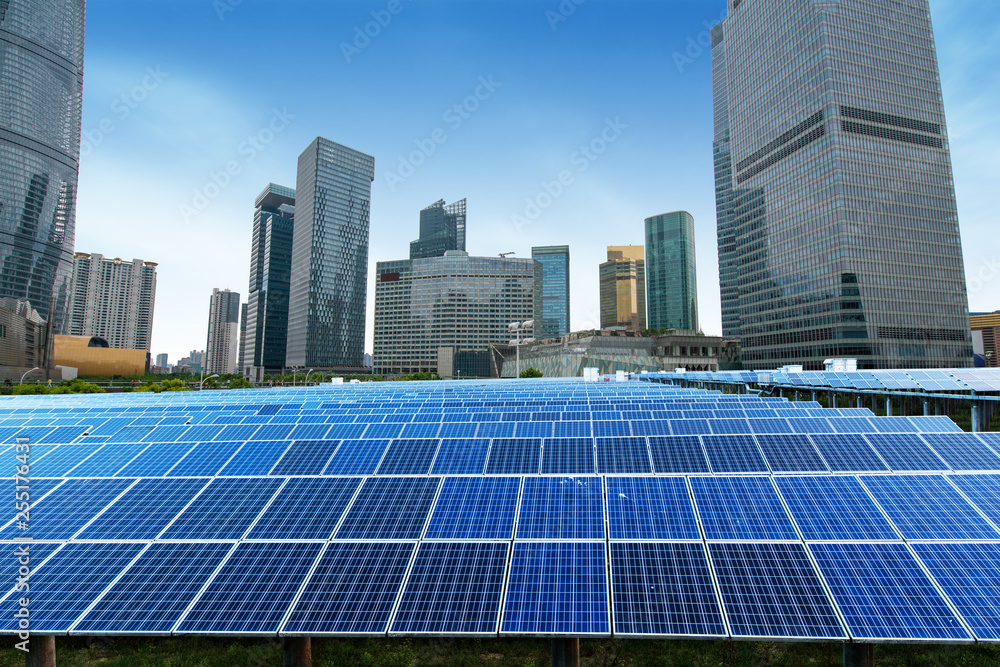 Fototapeta premium Solar and modern shanghai city skyline