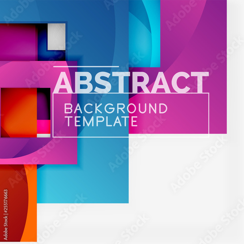 Color square composition with text. Geometric abstract background