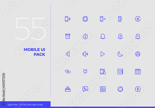 Vector Line Icons Mobile UI Pack
