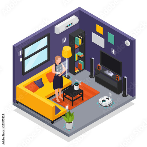 Smart Home Isometric Interior 