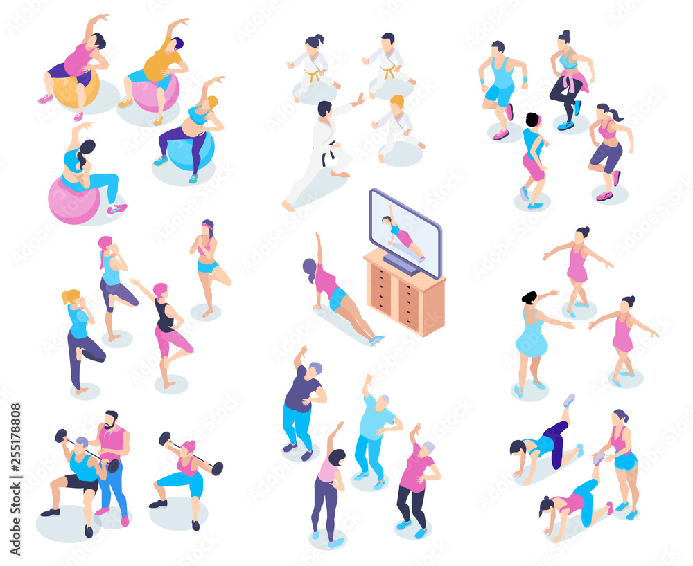 Fototapeta premium Gym Isometric Icons Set