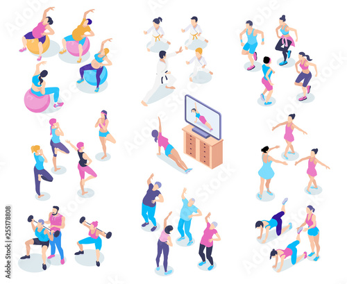 Gym Isometric Icons Set