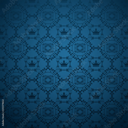 Blue royal style wallpaper for your design. Vector graphics