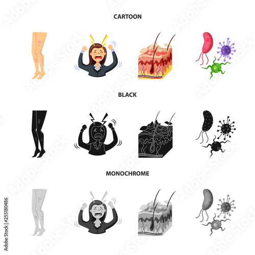 Vector illustration of medical and pain  symbol. Set of medical and disease stock symbol for web.
