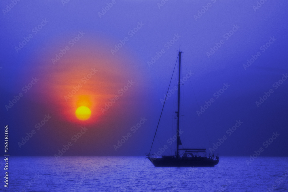 Sailboat Silhouette in the Bahamas