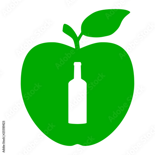 Flasche und Apfel