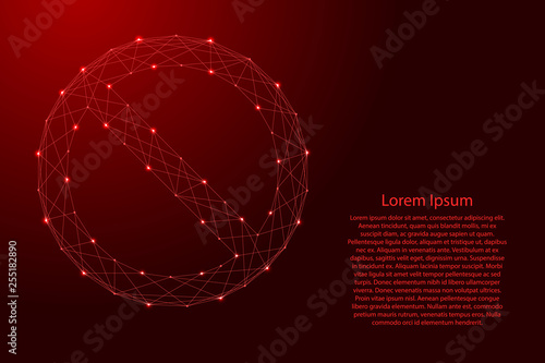 Prohibiting sign empty the circle crosses the diagonal line from futuristic polygonal red lines and glowing stars for banner, poster, greeting card. Vector illustration.