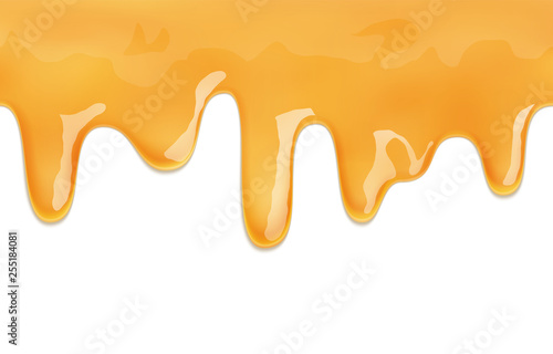 Seamless pattern of dripping glossy honey vector. photo