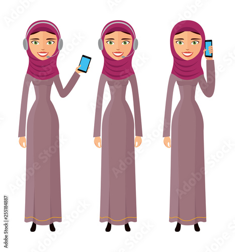 Female call center operator with headset icon web design communication customer support phone assistance vector illustration