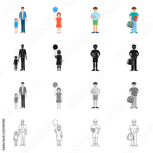 Isolated object of character and avatar icon. Collection of character and portrait stock vector illustration.