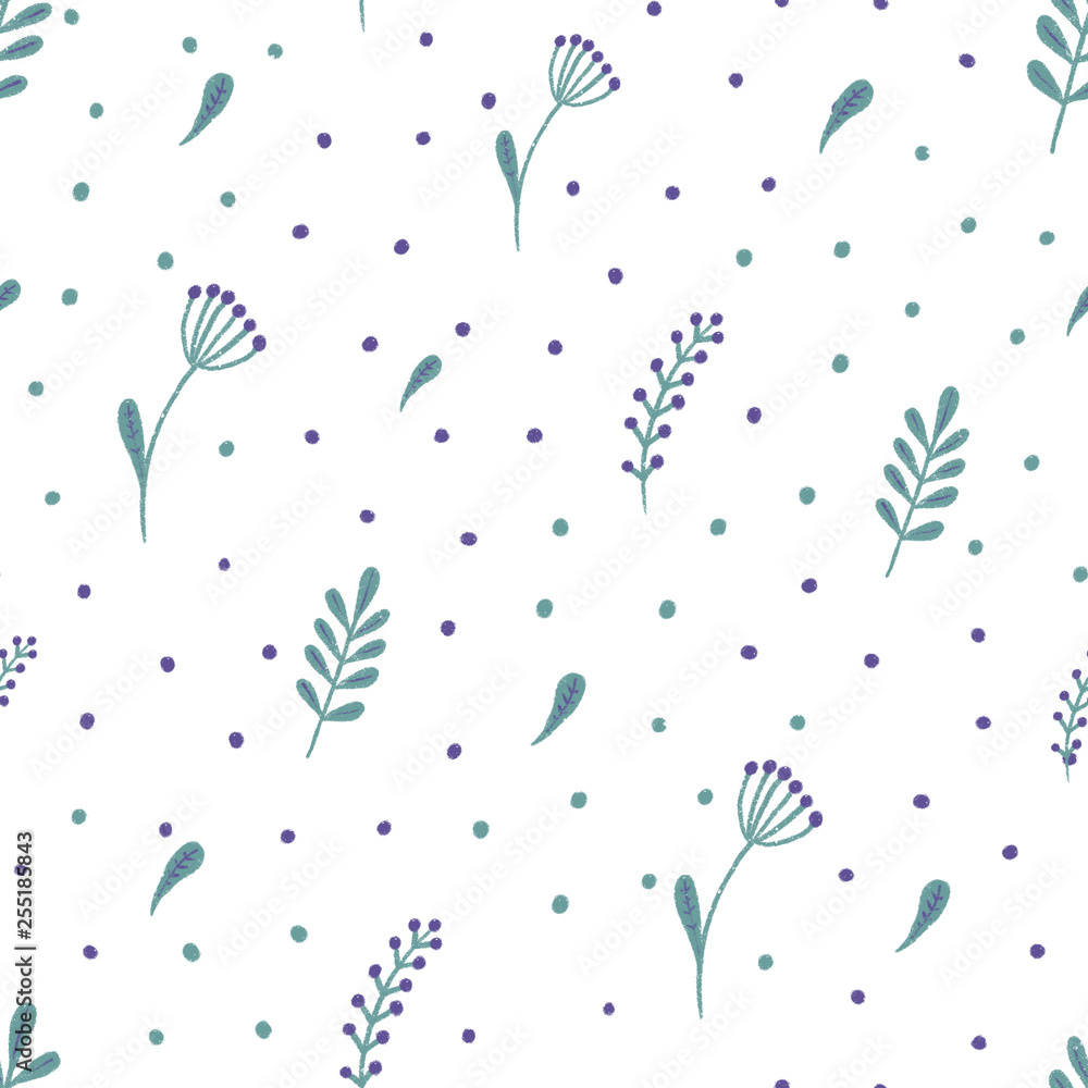 Seamless floral pattern with different flowers on white background Seamless floral pattern with different flowers on white background