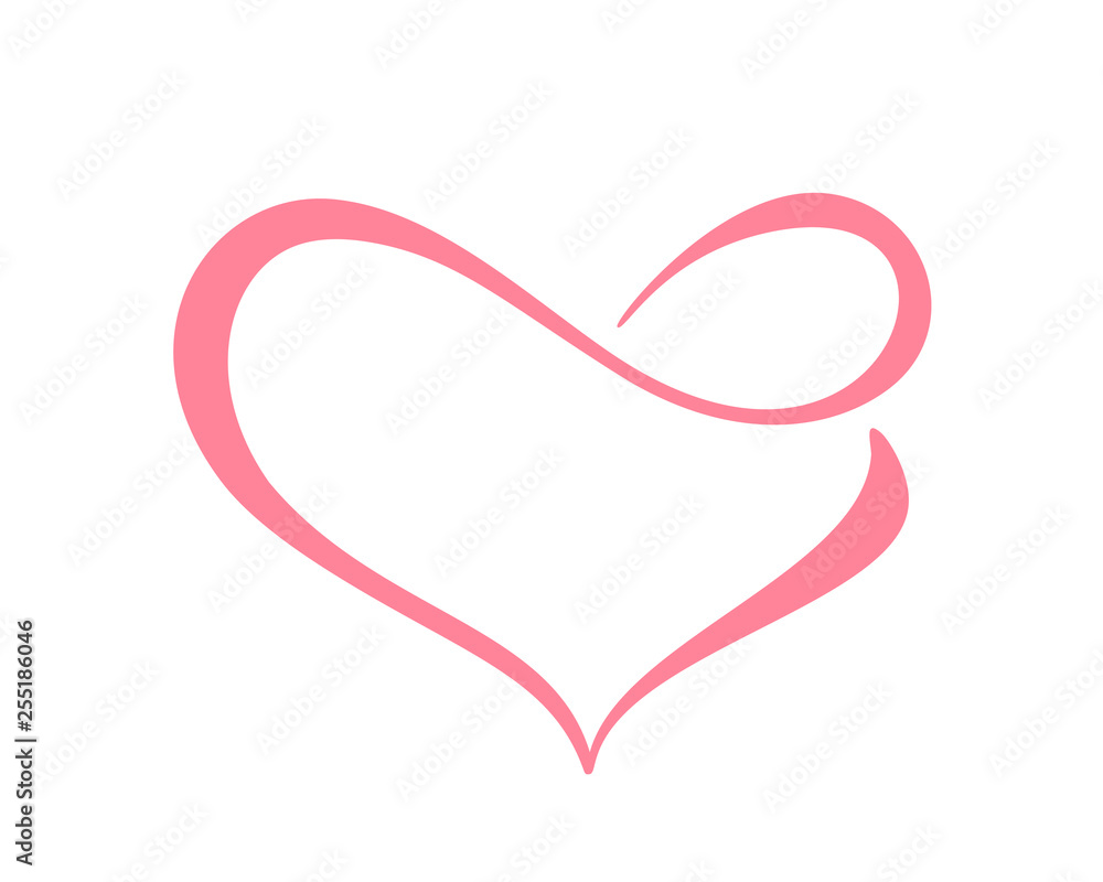 Love heart with sign of infinity. Icon for greeting card or wedding, Valentines day, tattoo, print. Vector calligraphy illustration isolated on a white background