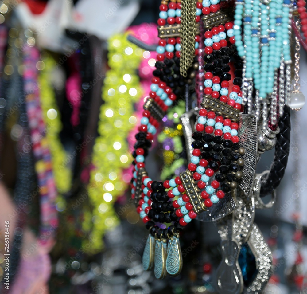 beads and colorful necklaces