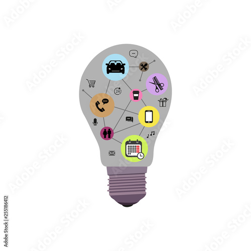 Lightbulb with ideas vector icon