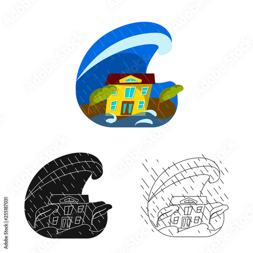 Vector design of weather and distress sign. Collection of weather and crash stock symbol for web.