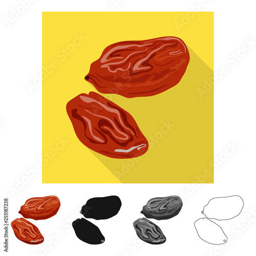 Vector illustration of raisin and dry  icon. Set of raisin and heap  stock vector illustration.