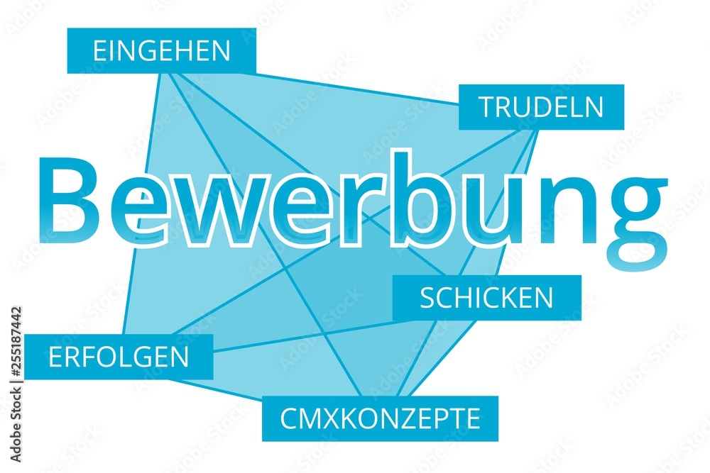 Bewerbung - Begriffe verbinden, Farbe blau