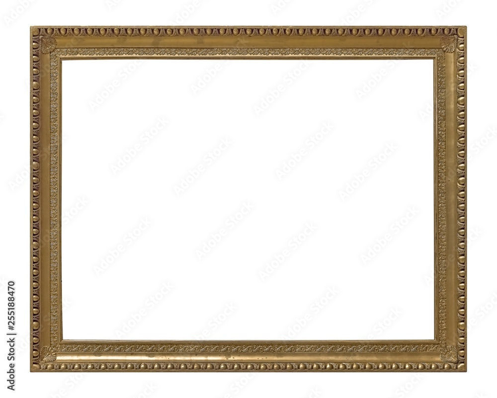 Golden frame for paintings, mirrors or photo isolated on white background Golden frame for paintings, mirrors or photo isolated on white background