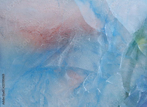 Blue and Earthy Colored ice texture macro shot