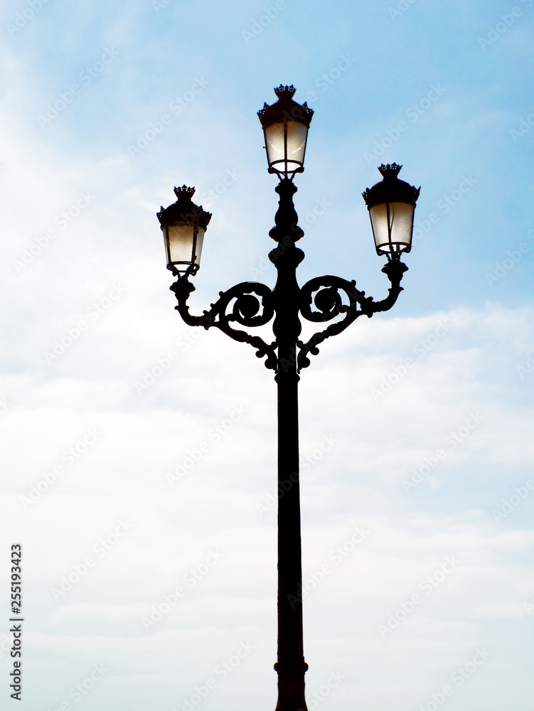 Lamp of light in the port of Cadiz. Andalusia. Spain. Europe