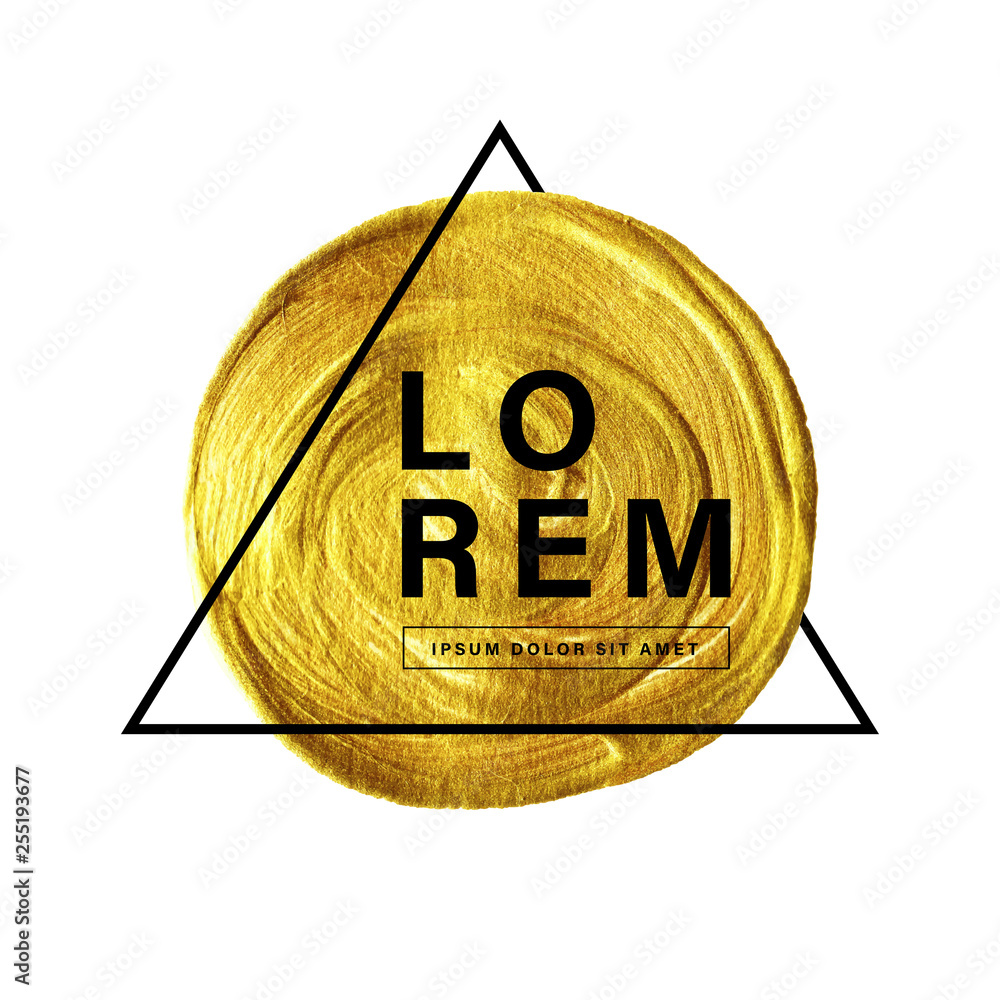 Golden round paint with triangle border frame and typography design ...