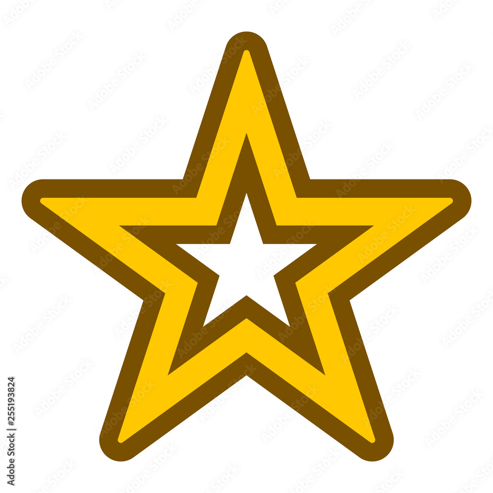 Star symbol icon - golden simple hollow with outline, 5 pointed rounded, isolated - vector Star symbol icon - golden simple hollow with outline, 5 pointed rounded, isolated - vector