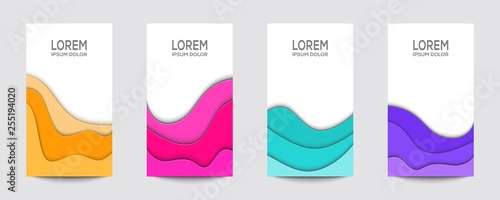 Set of vertical banners paper cut design templates