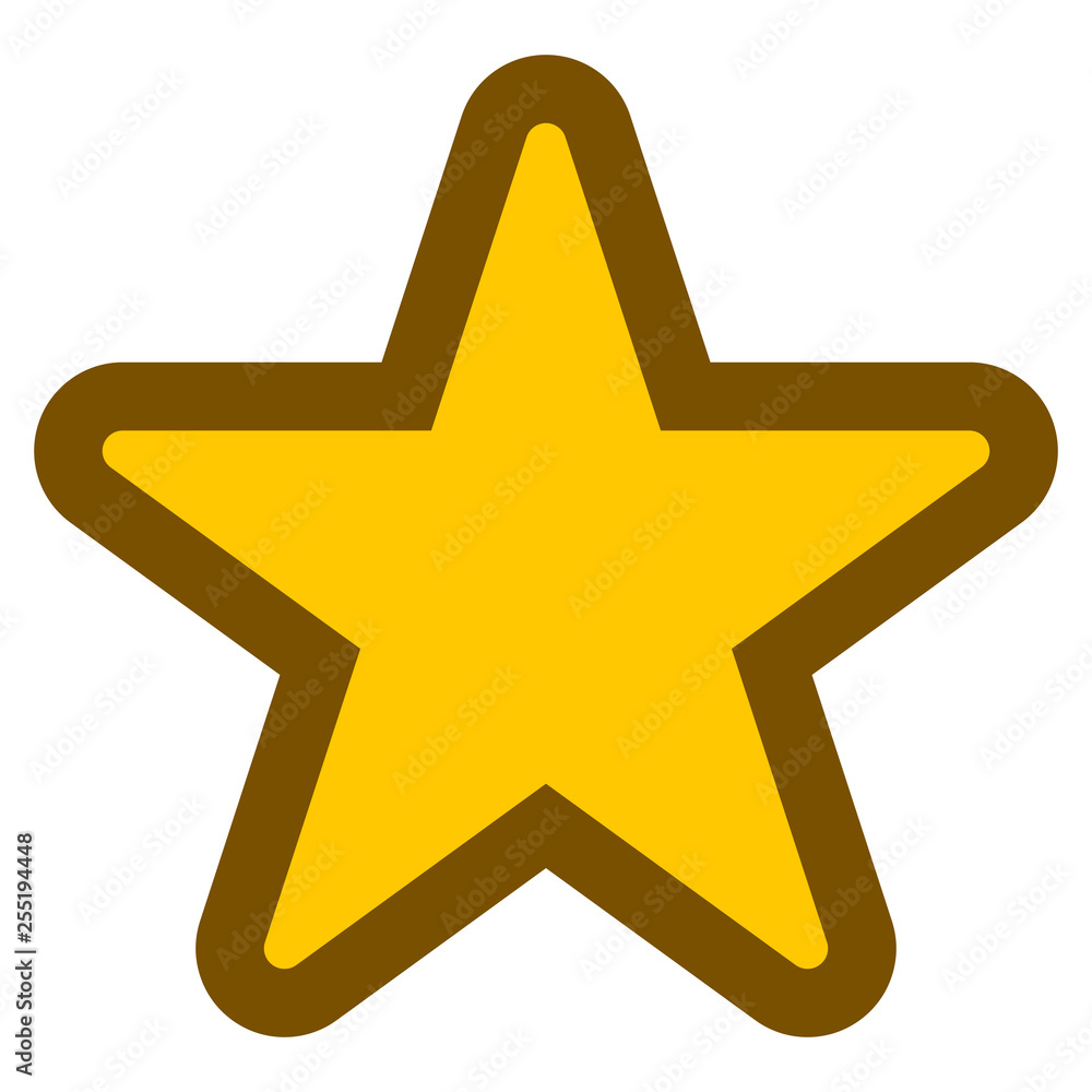 Star symbol icon - golden simple with outline, 5 pointed rounded, isolated - vector Star symbol icon - golden simple with outline, 5 pointed rounded, isolated - vector