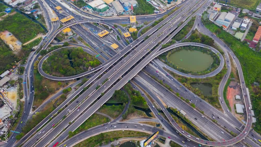 Time lapse of Aerial view traffic on highway. Heavy Traffic Jam Congestion. 4K Time lapse of Aerial view traffic on highway. Heavy Traffic Jam Congestion. 4K
