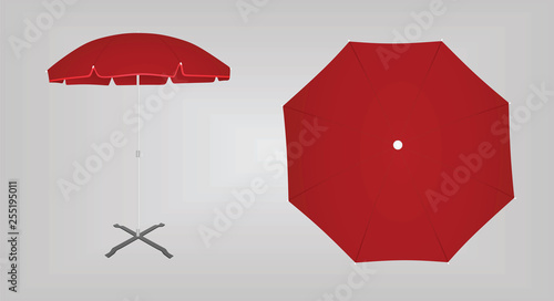 Red sun umbrella. vector illustration