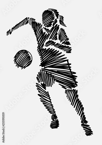 Woman drawing sketch showing female empowerment in soccer game
